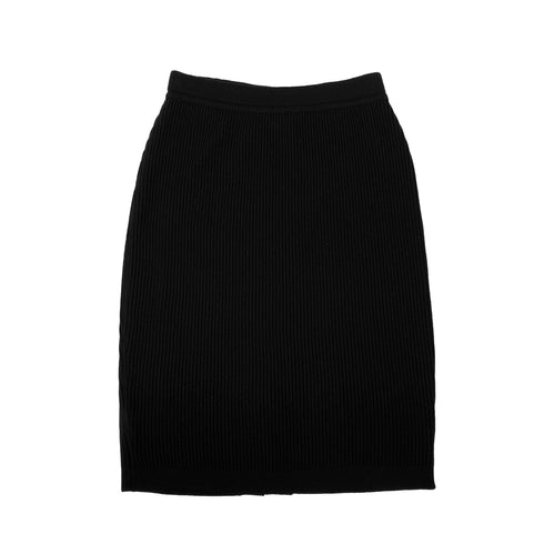 CHANEL VINTAGE KNIT TOPS SKIRT SET CLOVER BUTTON BLACK WOOL 38 RTW 90283151 - PURPOSE