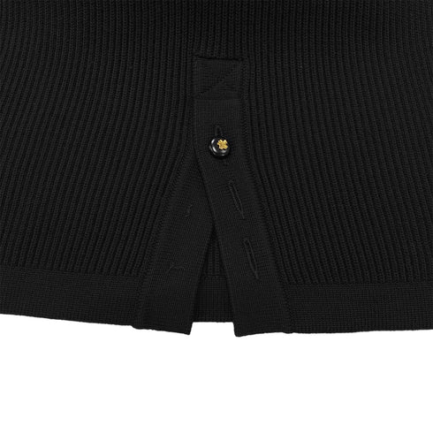 CHANEL VINTAGE KNIT TOPS SKIRT SET CLOVER BUTTON BLACK WOOL 38 RTW 90283151 - PURPOSE