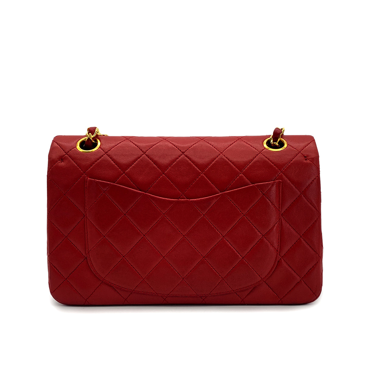CHANEL VINTAGE CLASSIC FLAP SMALL CHAIN SHOULDER BAG RED LAMB SKIN 90283454