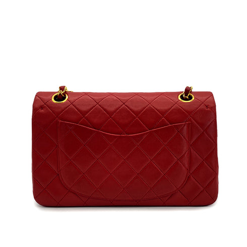 CHANEL VINTAGE CLASSIC FLAP SMALL CHAIN SHOULDER BAG RED LAMB SKIN 90283454 - PURPOSE