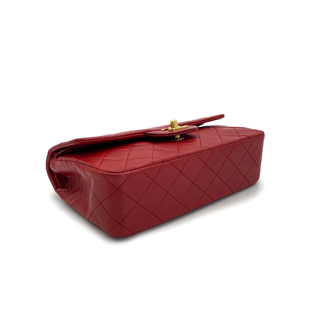 CHANEL VINTAGE CLASSIC FLAP SMALL CHAIN SHOULDER BAG RED LAMB SKIN 90283454