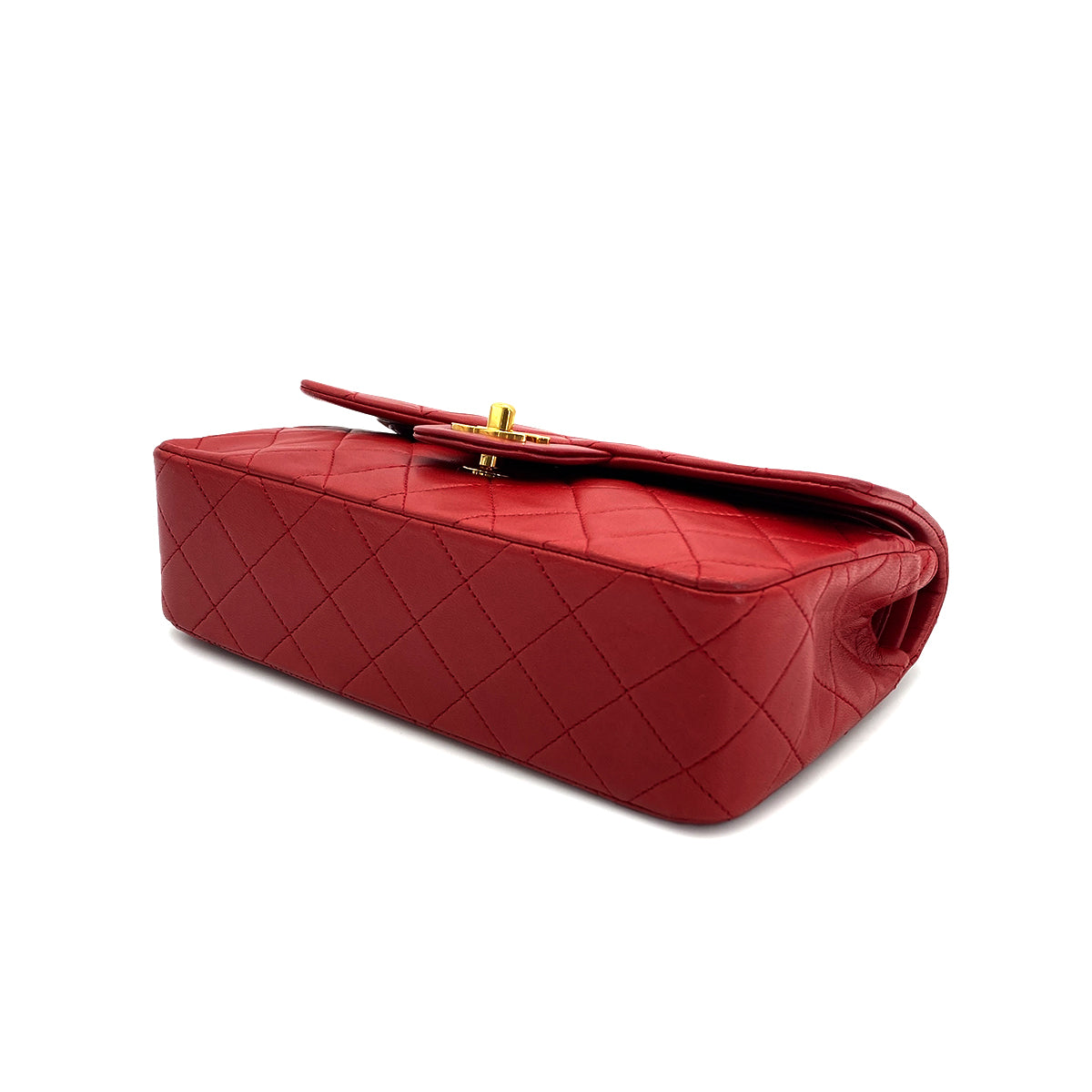 CHANEL VINTAGE CLASSIC FLAP SMALL CHAIN SHOULDER BAG RED LAMB SKIN 90283454