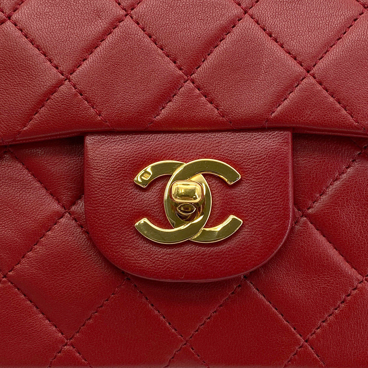 CHANEL VINTAGE CLASSIC FLAP SMALL CHAIN SHOULDER BAG RED LAMB SKIN 90283454