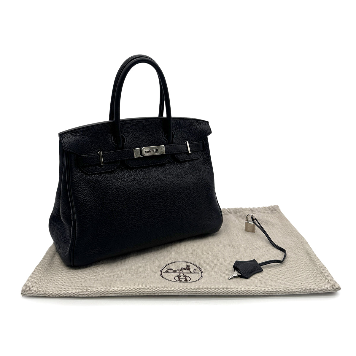 HERMES BIRKIN 30 BLACK TAURILLON CLEMENCE HAND BAG □N GHW 90283456