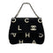 CHANEL VINTAGE LOGO PRINT CHAIN HAND BAG BLACK CANVAS 90283457 - PURPOSE