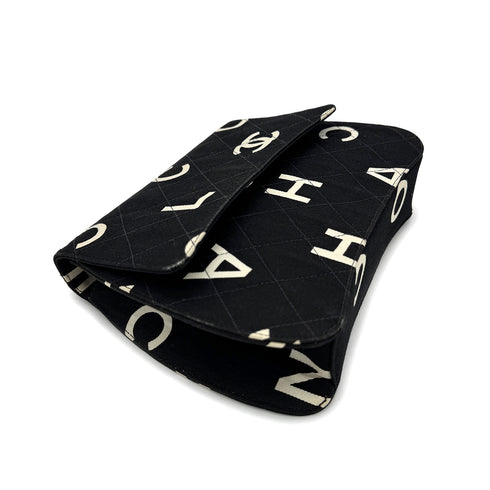 CHANEL VINTAGE LOGO PRINT CHAIN HAND BAG BLACK CANVAS 90283457 - PURPOSE