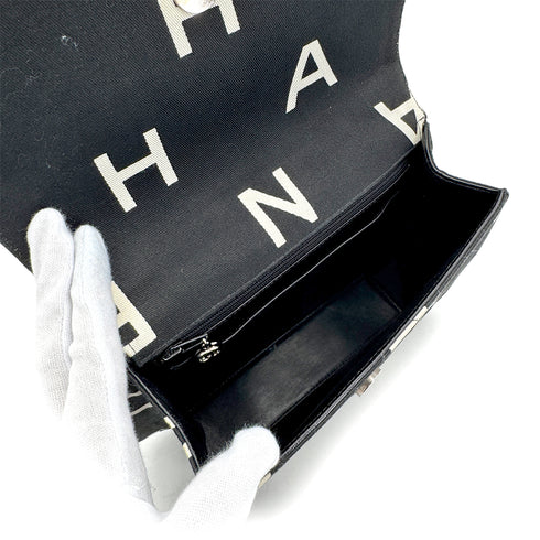 CHANEL VINTAGE LOGO PRINT CHAIN HAND BAG BLACK CANVAS 90283457 - PURPOSE