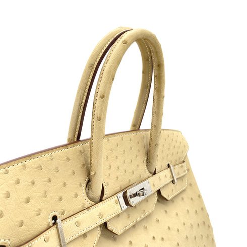 HERMES BIRKIN 35 PARCHEMIN OSTRICH HAND BAG □P SHW 90283469 - PURPOSE