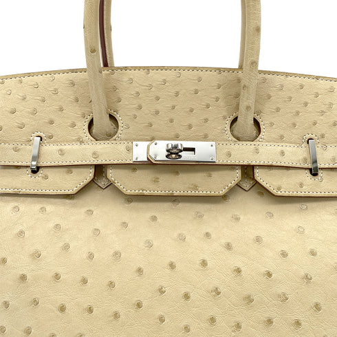 HERMES BIRKIN 35 PARCHEMIN OSTRICH HAND BAG □P SHW 90283469 - PURPOSE