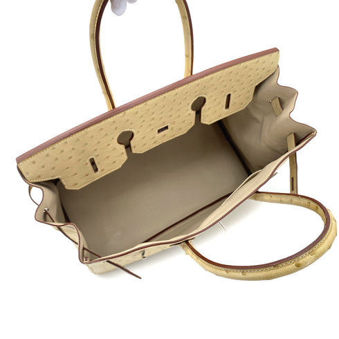 HERMES BIRKIN 35 PARCHEMIN OSTRICH HAND BAG □P SHW 90283469 - PURPOSE