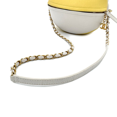 CHANEL BEACH COLLECTION 19SS BEACH BALL CHAIN SHOULDER BAG YELLOW WHITE LEATHER 90283470 - PURPOSE