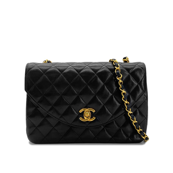 CHANEL VINTAGE MATELASSE HALF MOON CHAIN SHOULDER BAG BLACK LAMB SKIN 90283593 - PURPOSE