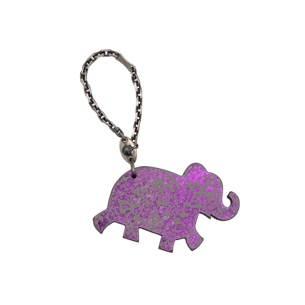 HERMES BAG CHARM ELEPHANT PURPLE LEATHER SV925 90283601 - PURPOSE