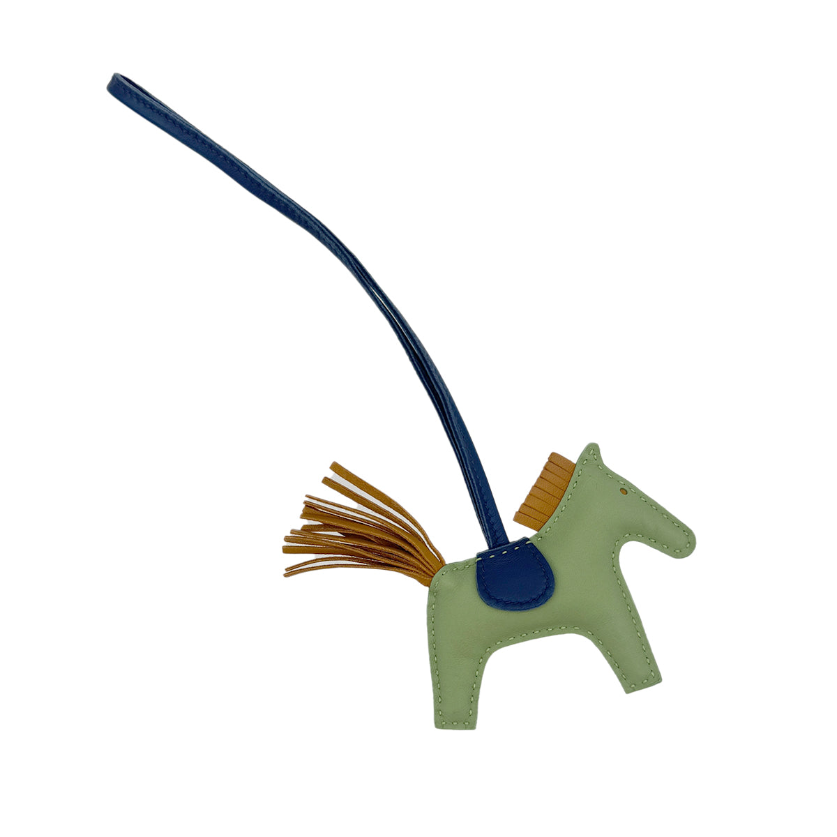 HERMES BAG CHARM RODEO PEGASUS PM VERT CRIQUET BLEU DE MALTE SESAMI AGNEAU MILO Y 90283603