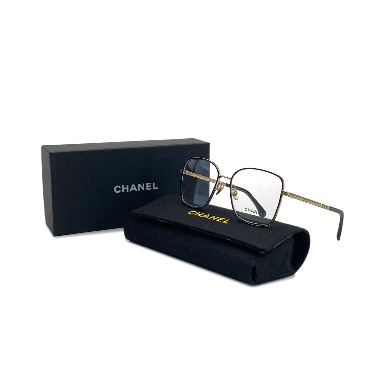 CHANEL GLASSES LOGO BLACK GOLD EYEWEAR 90283615