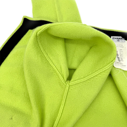 CHANEL VINTAGE COCO BUTTON KNIT TOPS CARDIGAN SET YELLOW BLACK CASHMERE 42 P04 RTW 90283633 - PURPOSE