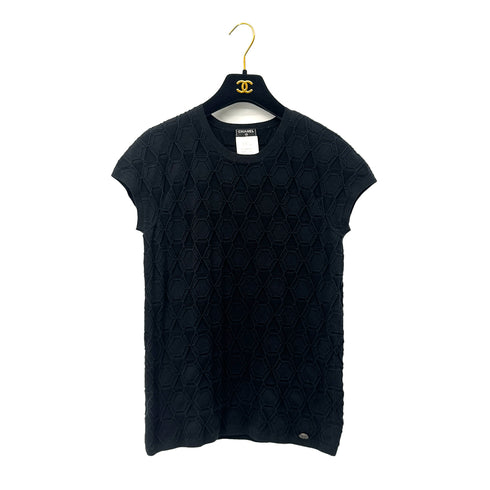 CHANEL KNIT TOPS SHORT SLEEVE BLACK COTTON 40 P53 RTW 90283635 - PURPOSE
