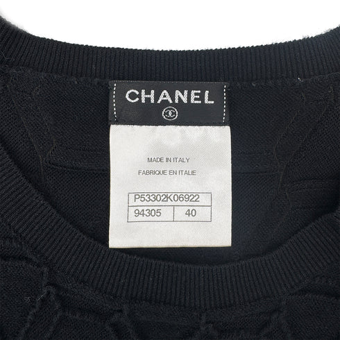 CHANEL KNIT TOPS SHORT SLEEVE BLACK COTTON 40 P53 RTW 90283635 - PURPOSE