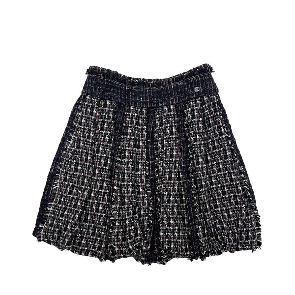 CHANEL EDIMBOURG LINE MIX TWEED BALLOON SKIRT BLACK GRAY PURPLE WOOL 40 P46 RTW 90283637 - PURPOSE