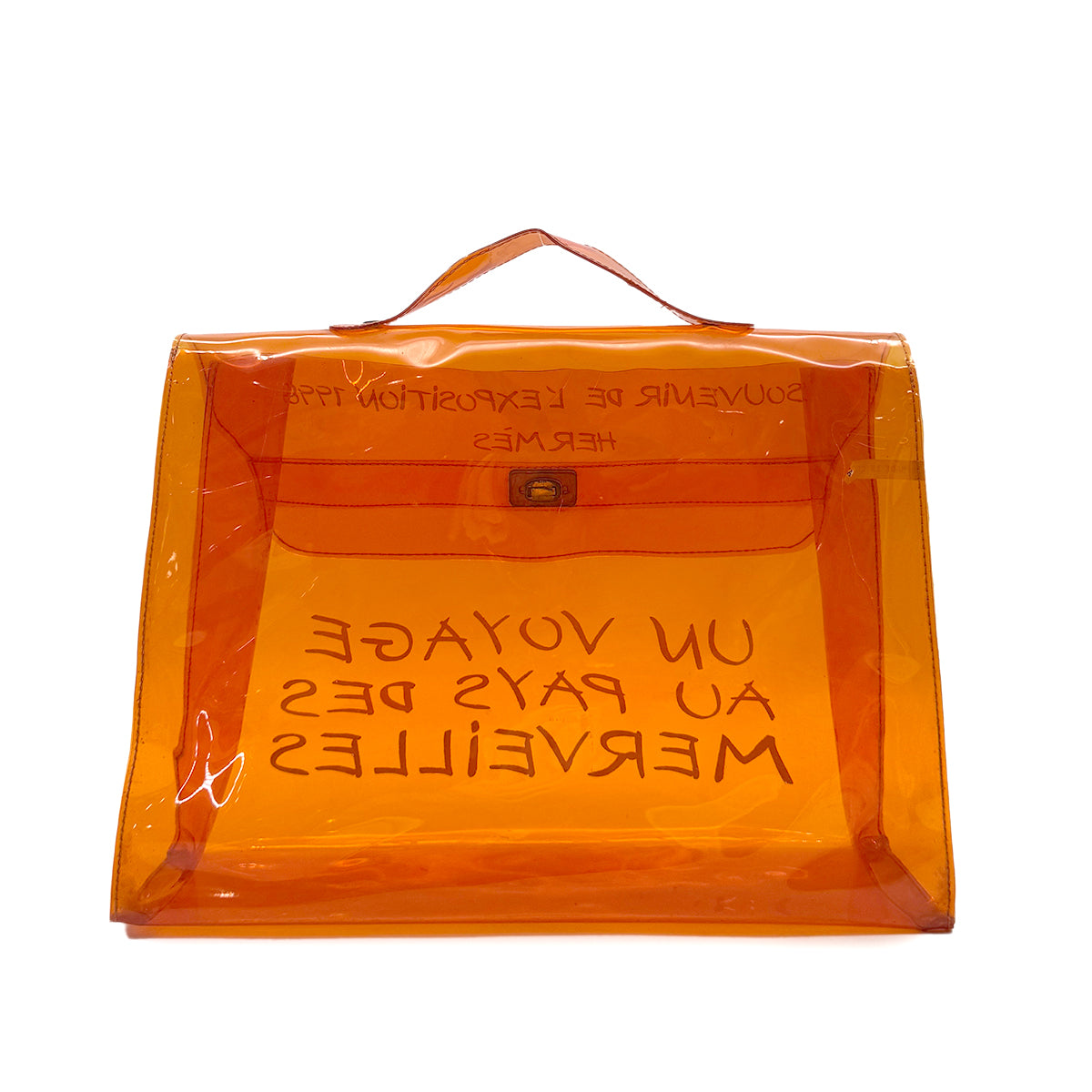 HERMES VINYL KELLY SOUVENIRDEL' EXPOSITION 1997 ORANGE HAND BAG 90283900
