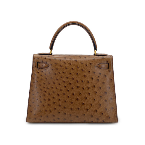 HERMES KELLY 28 SELLIER ETRUSQUE OSTRICH HAND SHOULDER BAG □A GHW 90283904 - PURPOSE