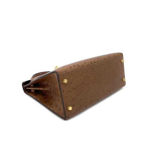 HERMES KELLY 28 SELLIER ETRUSQUE OSTRICH HAND SHOULDER BAG □A GHW 90283904 - PURPOSE