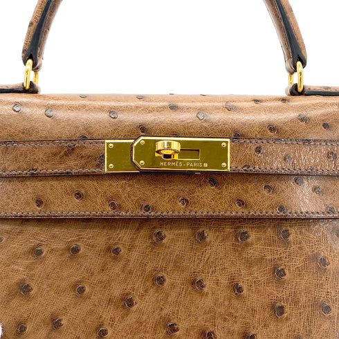 HERMES KELLY 28 SELLIER ETRUSQUE OSTRICH HAND SHOULDER BAG □A GHW 90283904 - PURPOSE