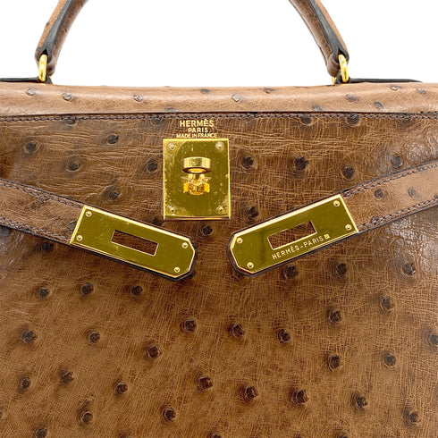 HERMES KELLY 28 SELLIER ETRUSQUE OSTRICH HAND SHOULDER BAG □A GHW 90283904 - PURPOSE