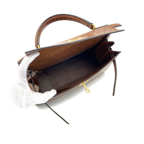 HERMES KELLY 28 SELLIER ETRUSQUE OSTRICH HAND SHOULDER BAG □A GHW 90283904 - PURPOSE