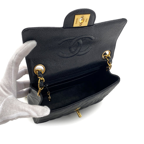 CHANEL VINTAGE MINI MATELASSE CHAIN SHOULDER BAG BLACK CAVIAR SKIN 90283915 - PURPOSE