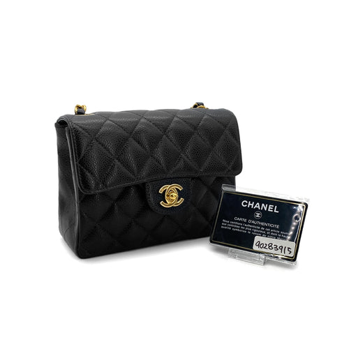 CHANEL VINTAGE MINI MATELASSE CHAIN SHOULDER BAG BLACK CAVIAR SKIN 90283915 - PURPOSE