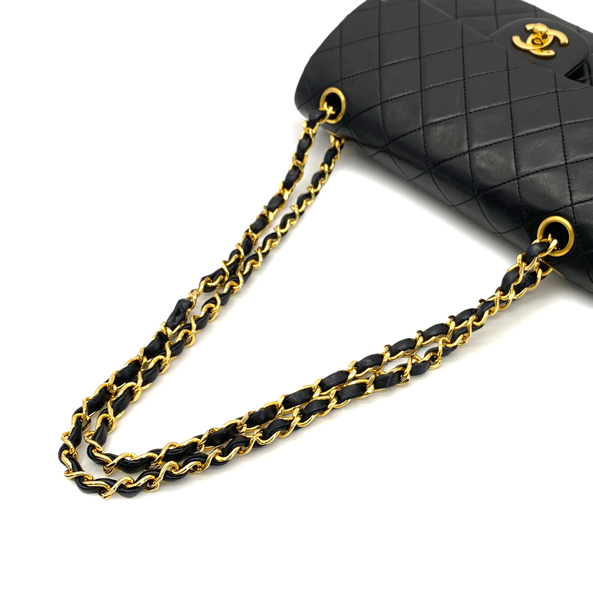 CHANEL VINTAGE CLASSIC FLAP SMALL CHAIN SHOULDER BAG BLACK LAMB SKIN 90283917
