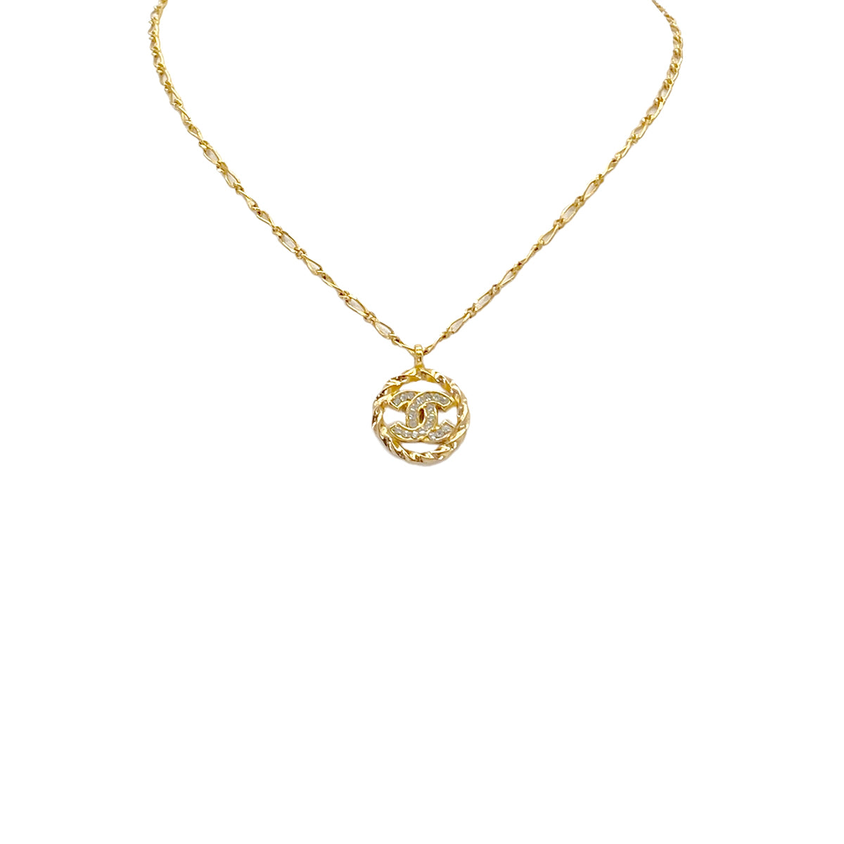 CHANEL VINTAGE NECKLACE COCOMARK ROUND GOLD ACCESSORY 90283932