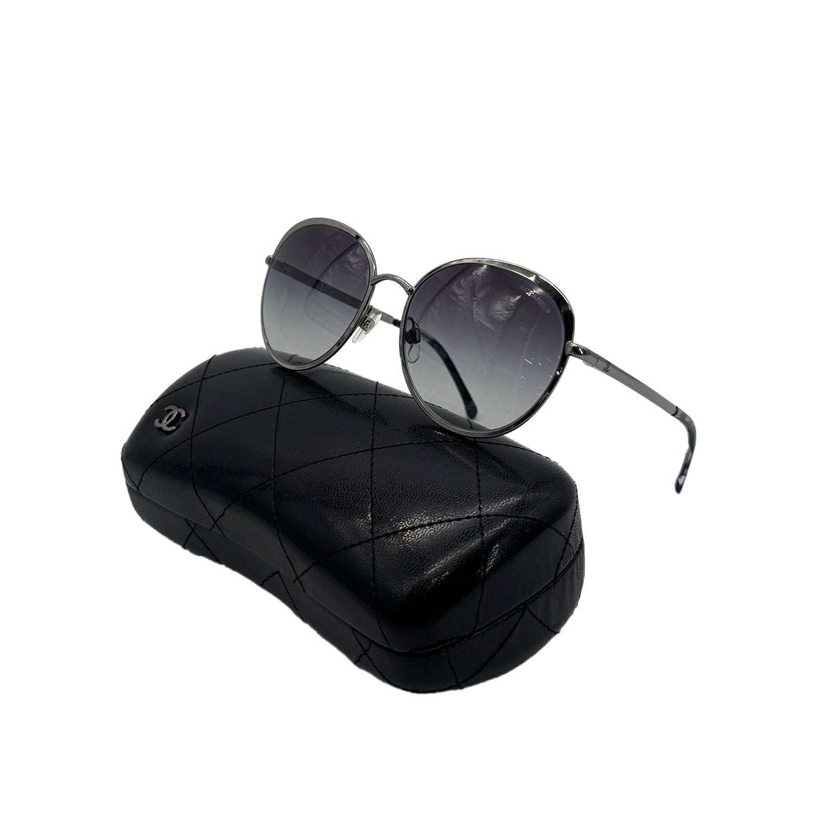 CHANEL VINTAGE SUNGLASSES COCOMARK GRAY SILVER EYEWEAR 90283940