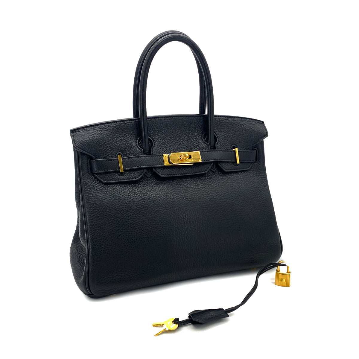 HERMES BIRKIN 30 BLACK TOGO HAND BAG □Q GHW 90283963