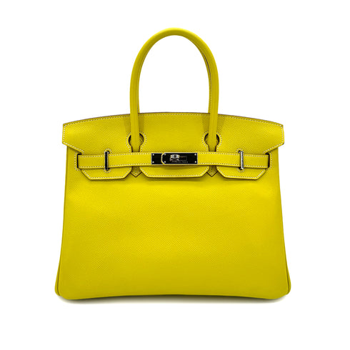 HERMES CANDY BIRKIN 30 LIME GRIS PERLE VEAU EPSOM HAND BAG □O SHW 90283978 - PURPOSE