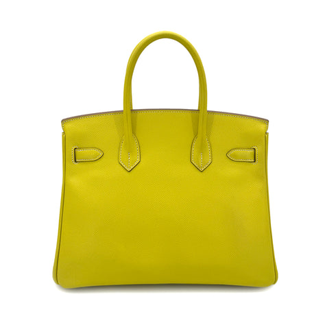 HERMES CANDY BIRKIN 30 LIME GRIS PERLE VEAU EPSOM HAND BAG □O SHW 90283978 - PURPOSE