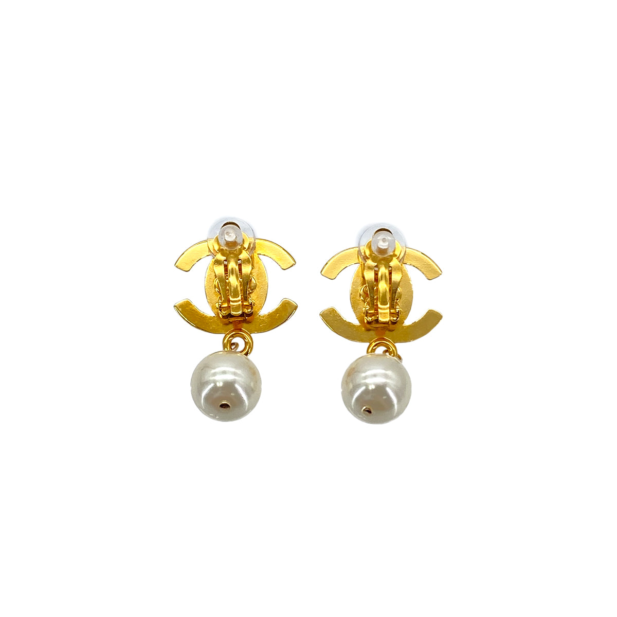 CHANEL VINTAGE EARRINGS TURN LOCK FAUX PEARL ACCESSORY 96A 90283981