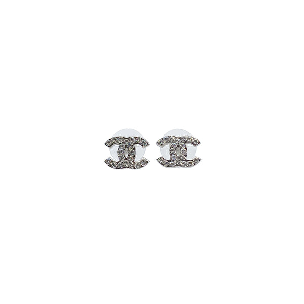CHANEL EARRINGS COCOMARK RHINESTONE SILVER ACCESSORY 08V 90283982 - PURPOSE