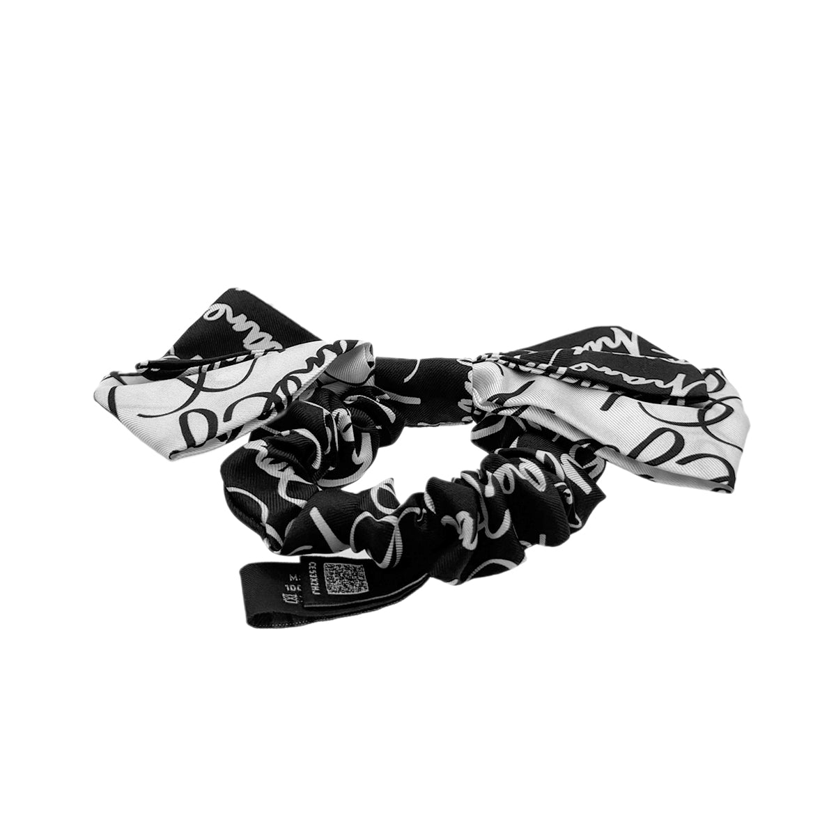 CHANEL HAIR RUBBER LOGO RIBBON HAIR ACCESSORY BLACK WHITE 90283983