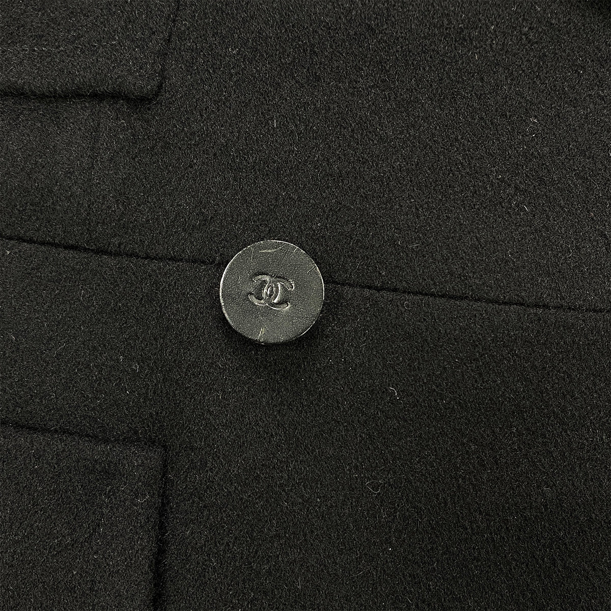CHANEL COCO BUTTON LONG COAT BLACK CASHMERE 40 01A RTW 90283987