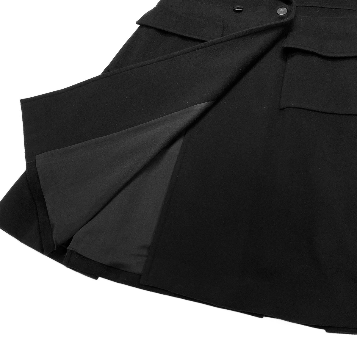 CHANEL COCO BUTTON LONG COAT BLACK CASHMERE 40 01A RTW 90283987