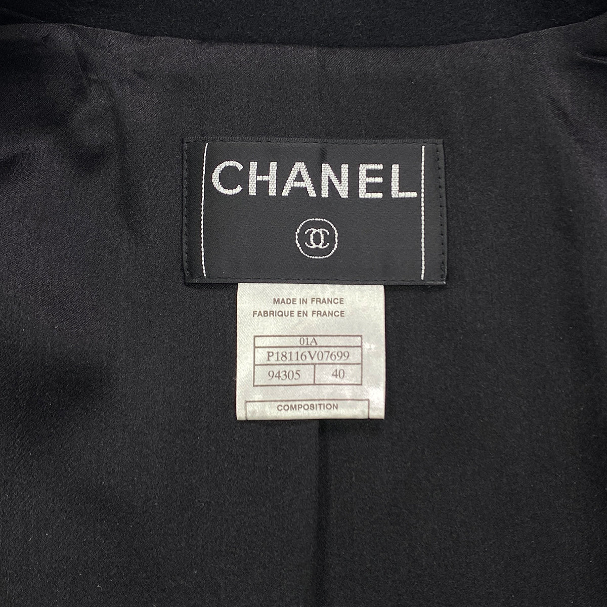 CHANEL COCO BUTTON LONG COAT BLACK CASHMERE 40 01A RTW 90283987