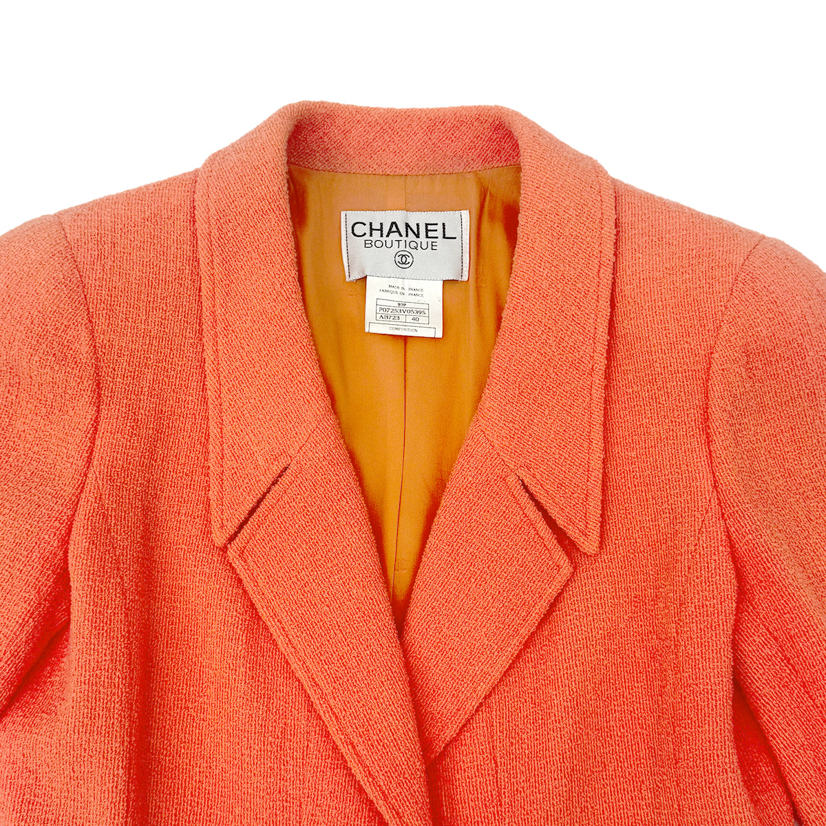 CHANEL COCO BUTTON LONG JACKET ORANGE WOOL 40 97P RTW 90283992