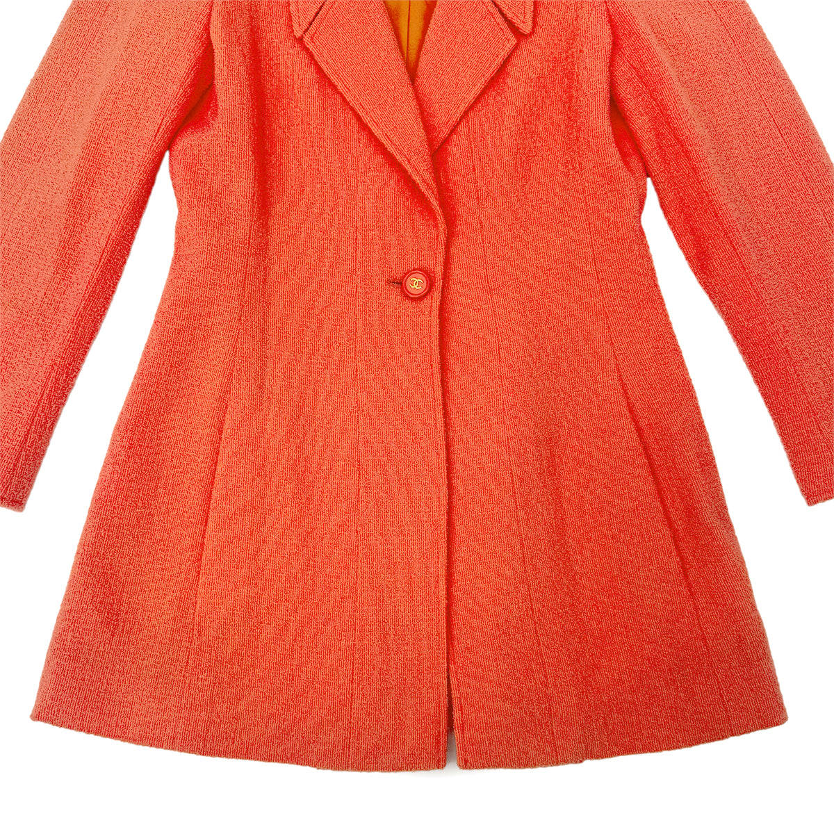 CHANEL COCO BUTTON LONG JACKET ORANGE WOOL 40 97P RTW 90283992
