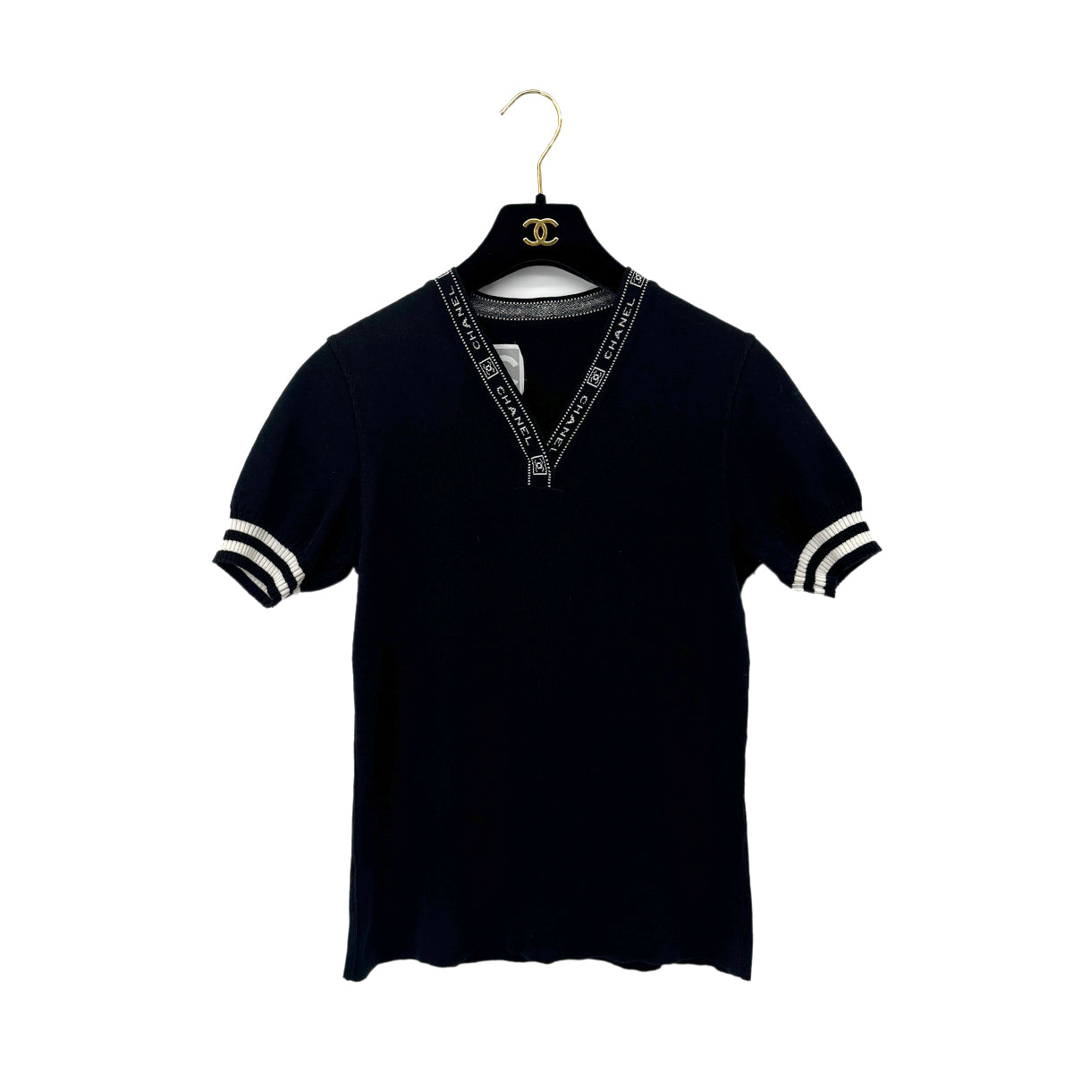 CHANEL SPORTS LINE COCOMARK LOGO TOPS BLACK WHITE COTTON 40 04P RTW 90283995