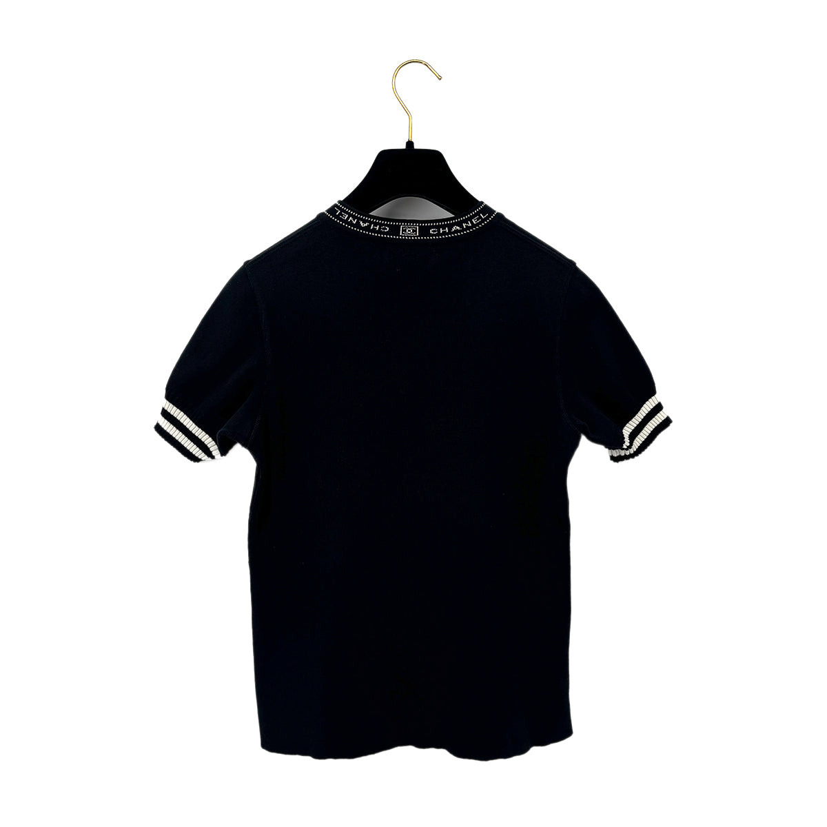CHANEL SPORTS LINE COCOMARK LOGO TOPS BLACK WHITE COTTON 40 04P RTW 90283995