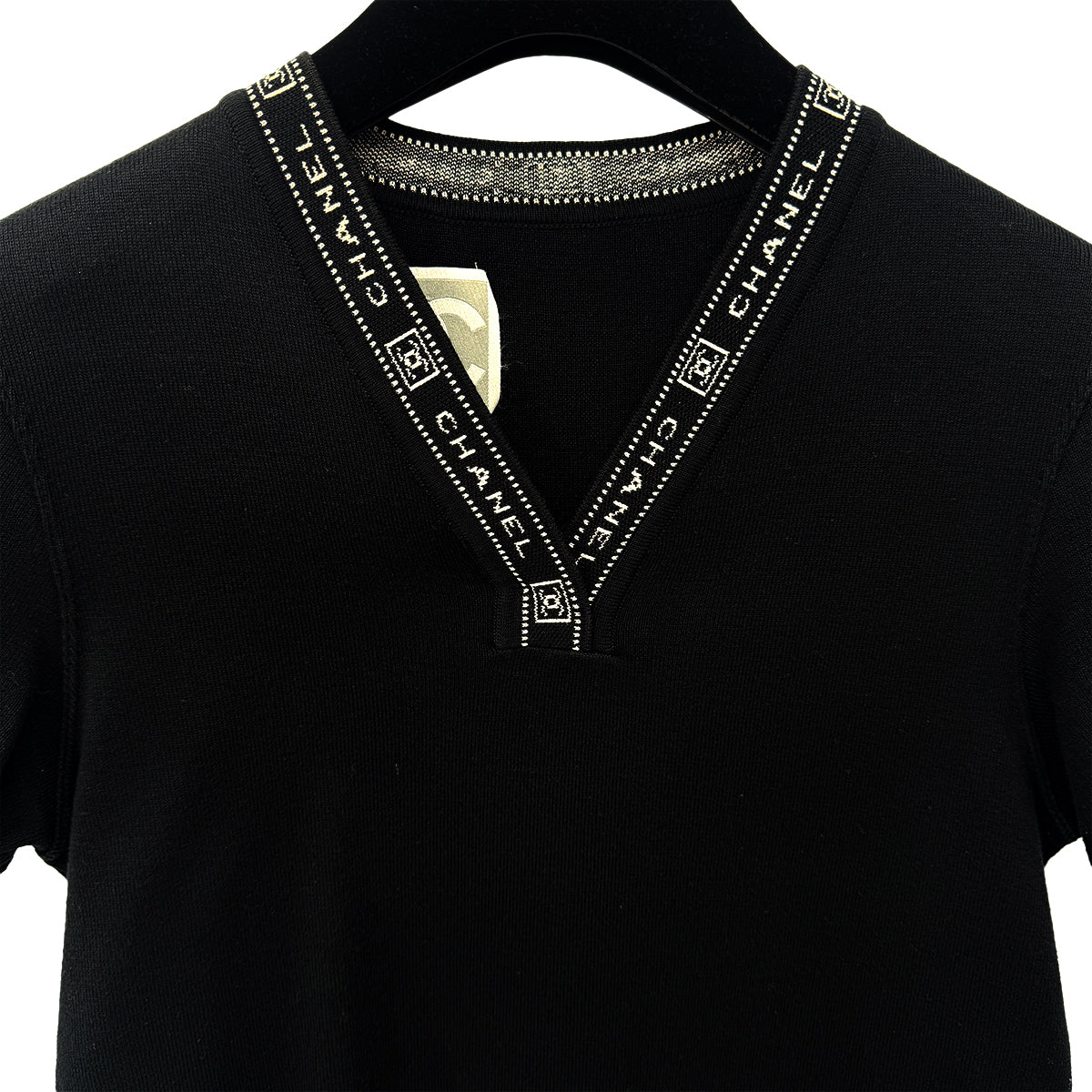 CHANEL SPORTS LINE COCOMARK LOGO TOPS BLACK WHITE COTTON 40 04P RTW 90283995
