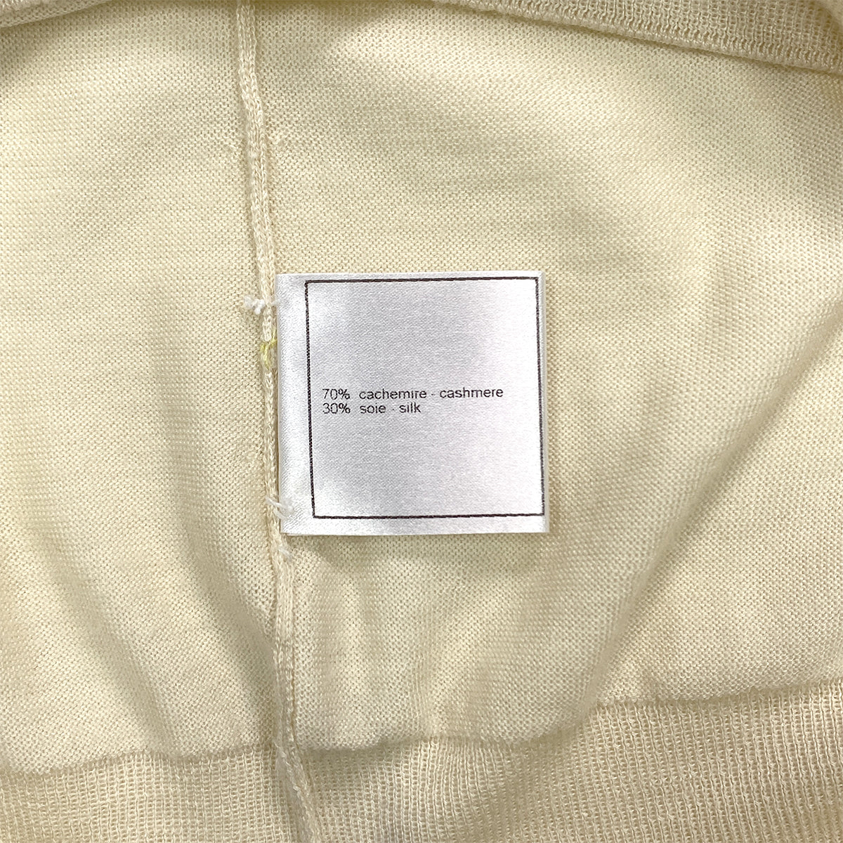 CHANEL COCO BUTTON KNIT TOPS SHORT SLEEVE BEIGE BLACK CASHMERE 38 07C RTW 90283996