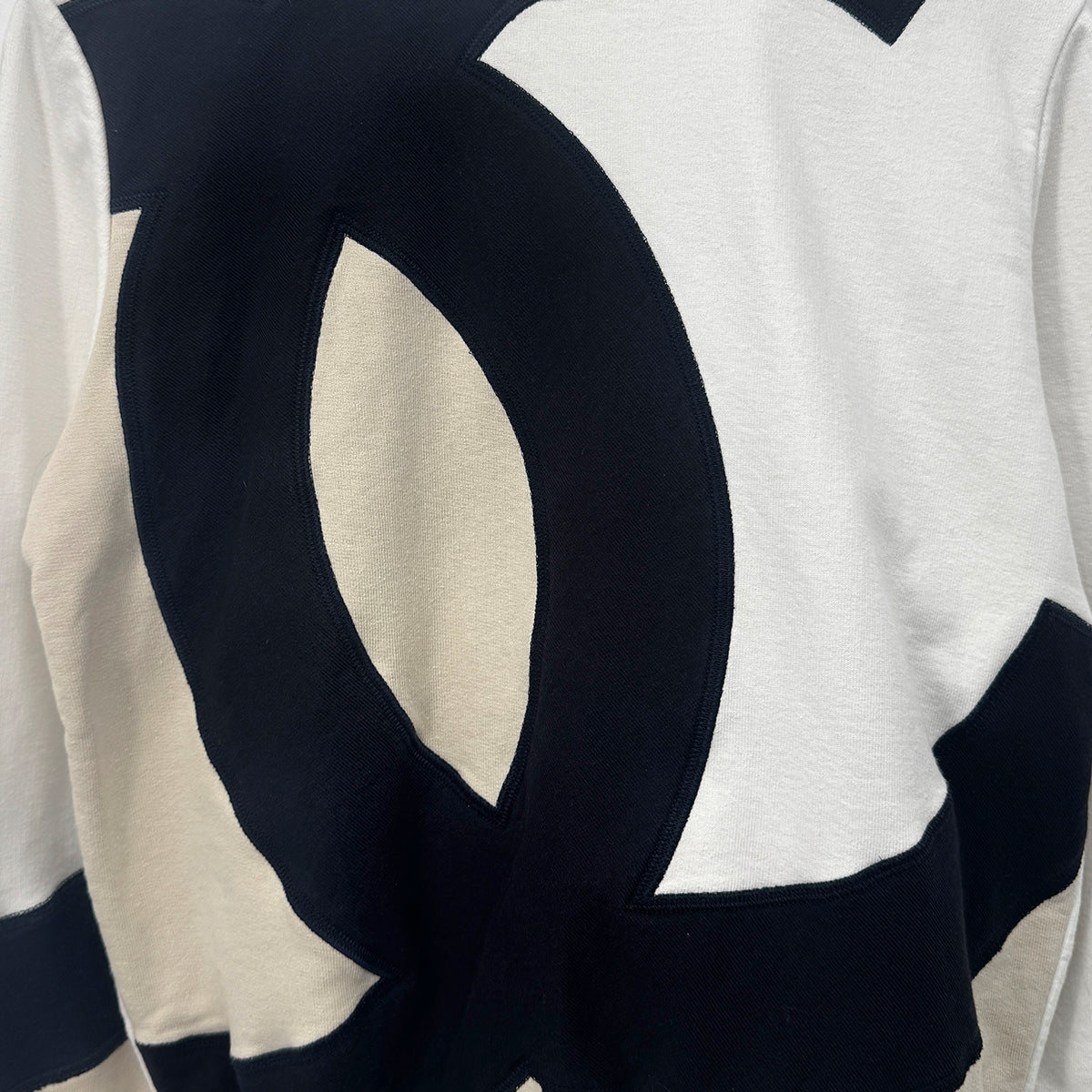CHANEL BIG COCO MARK SWEATSHIRT BLACK WHITE BEIGE COTTON 36 P58 RTW 90284002